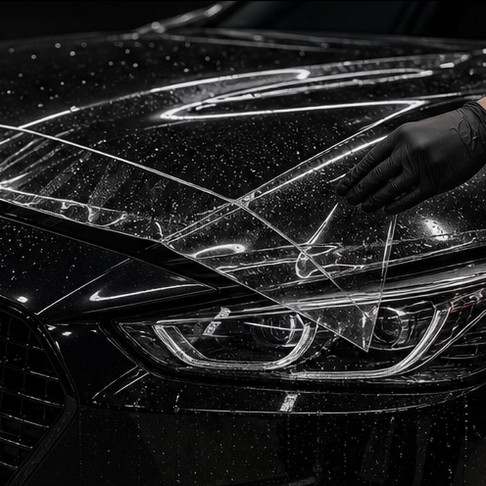 Matte paint protection film on hood